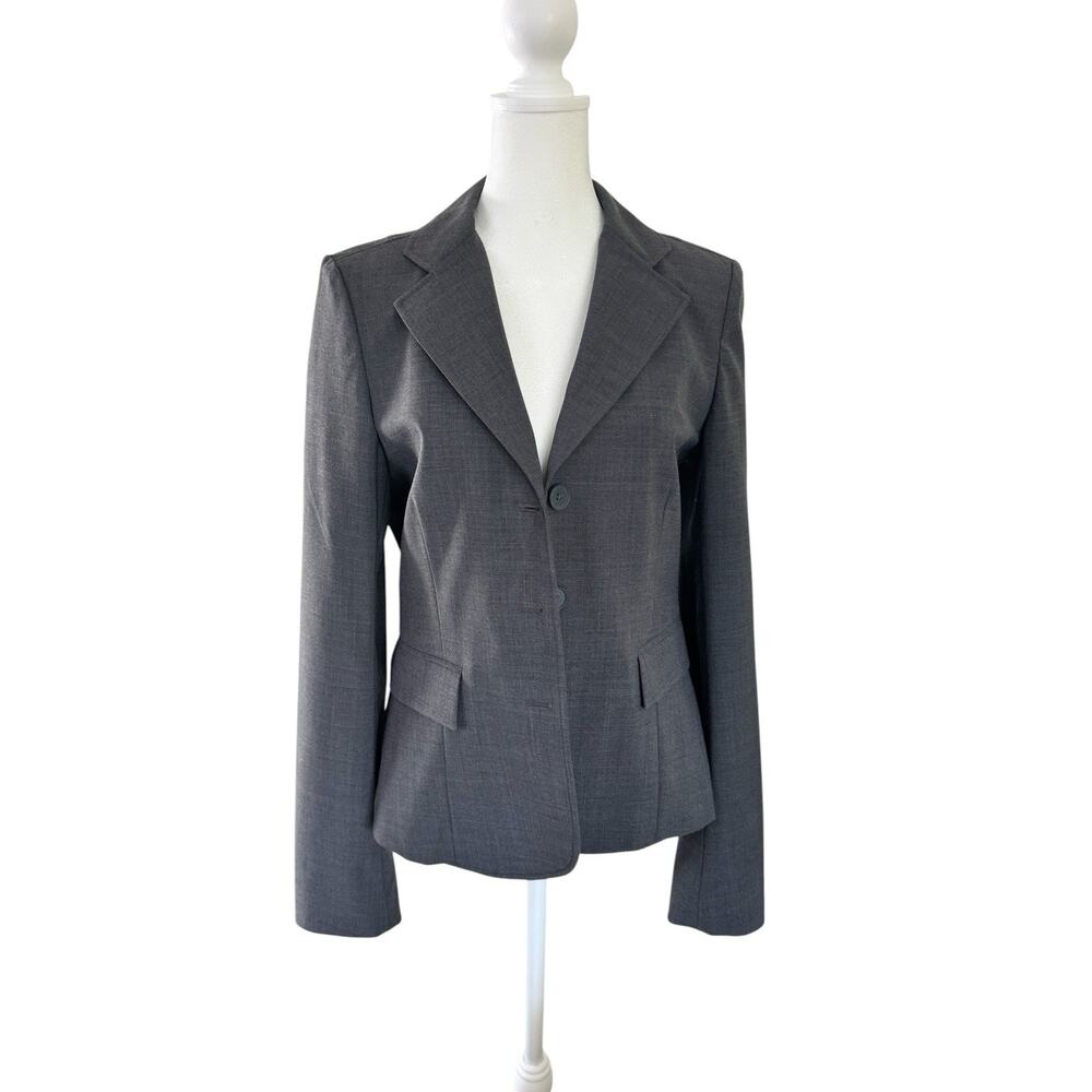 Kenneth Cole New York Charcoal Gray Career Blazer Wool Blend Sz 6